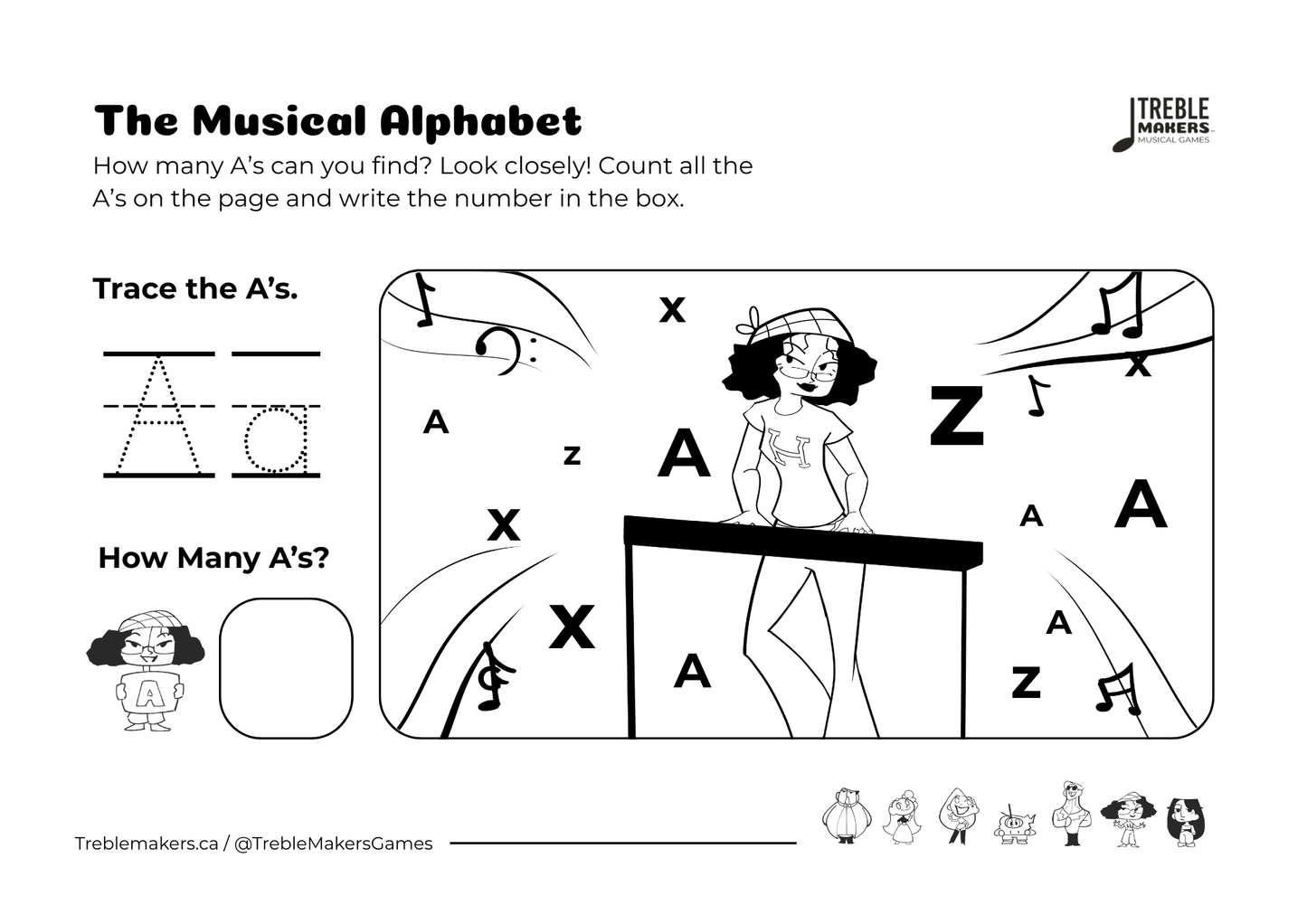 Colour and Count the Musical Alphabet (A to G) - Activity Pack