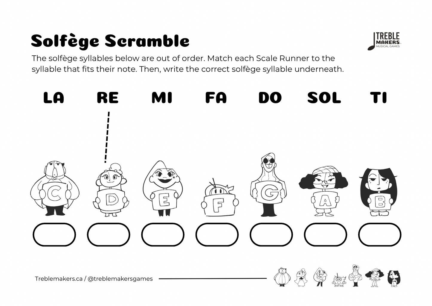 Solfège Scramble – Note & Syllable Matching Activity Sheets - Set 3