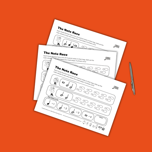 The Note Race – Note Value Activity Sheets - Set 4
