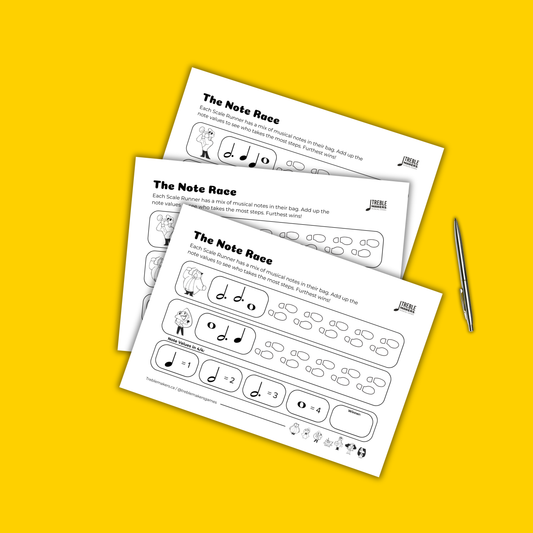The Note Race – Note Value Activity Sheets - Set 6