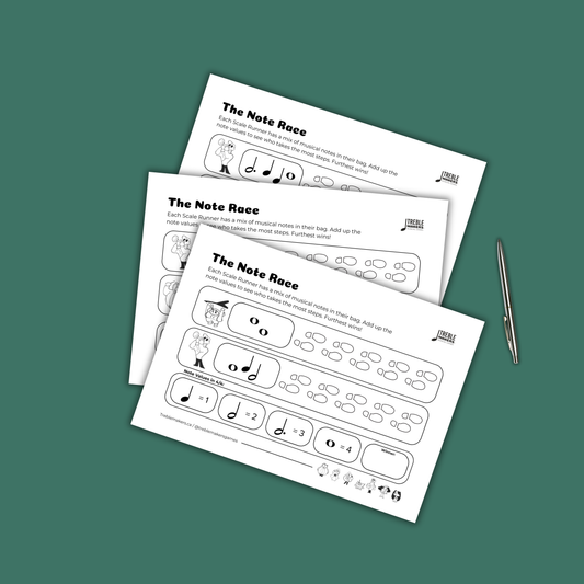 The Note Race – Note Value Activity Sheets - Set 8