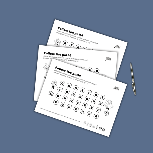 Follow the Path – Musical Alphabet Maze Activity Sheets - Set 6
