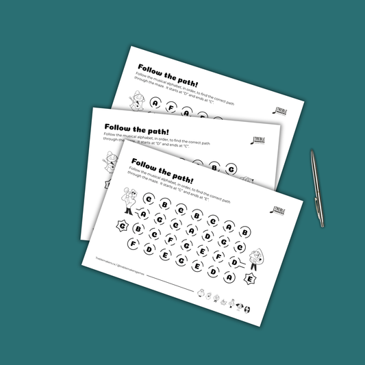 Follow the Path – Musical Alphabet Maze Activity Sheets - Set 3