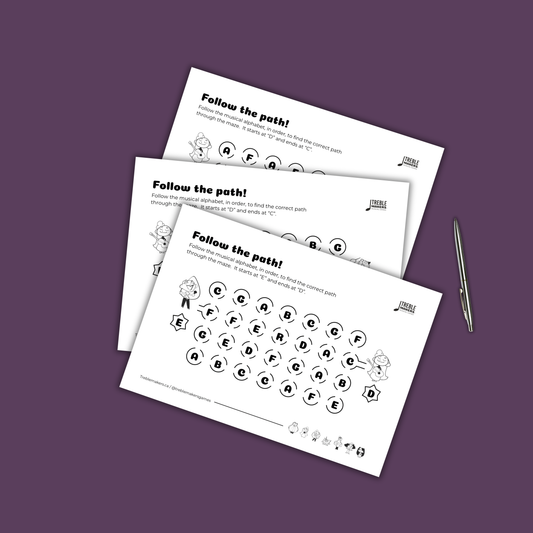 Follow the Path – Musical Alphabet Maze Activity Sheets - Set 2