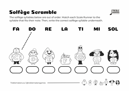 Solfège Scramble – Note & Syllable Matching Activity Sheets - Set 1
