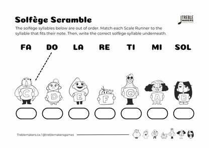 Solfège Scramble – Note & Syllable Matching Activity Sheets - Set 2
