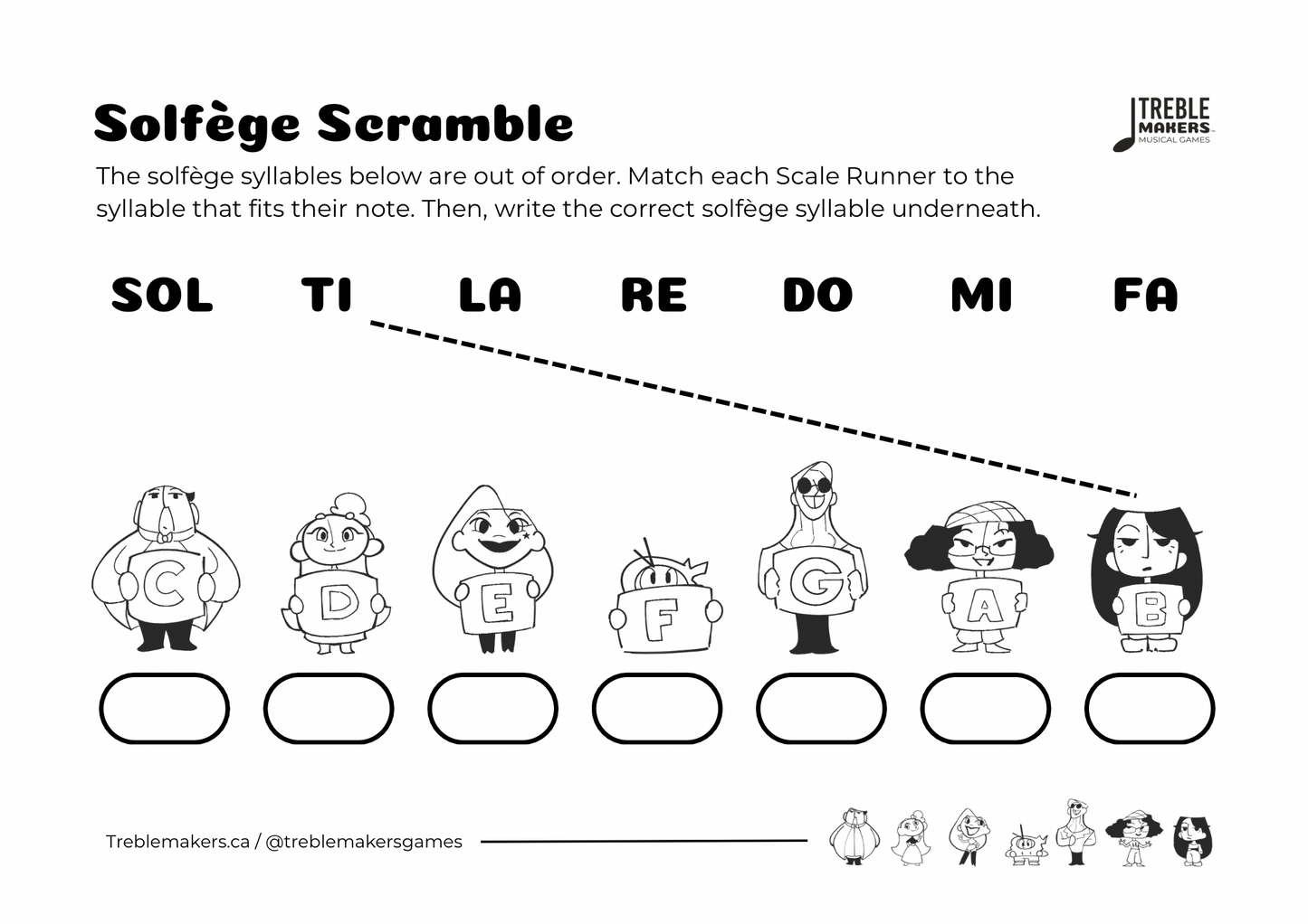 Solfège Scramble – Note & Syllable Matching Activity Sheets - Set 2