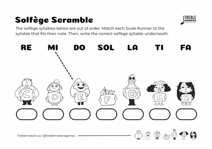 Solfège Scramble – Note & Syllable Matching Activity Sheets - Set 2